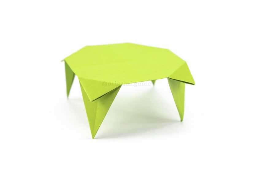 33. Now you can flip the model over, positioning the legs how you like. The easy origami table is now complete.
