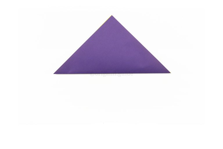 2. Take the bottom corner and fold it up to the top corner to create a central crease.