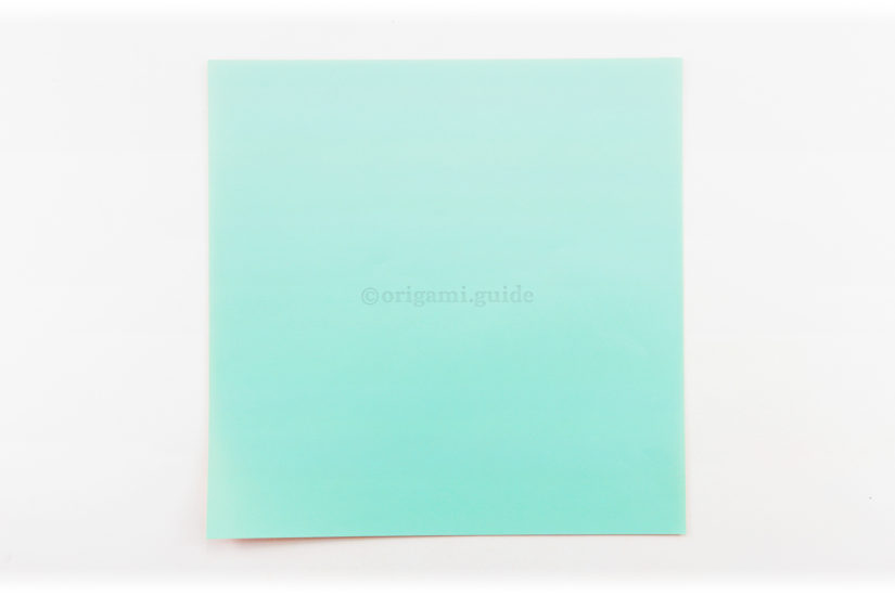 1. This is the front of the origami paper, our pinwheel will end up being this colour.