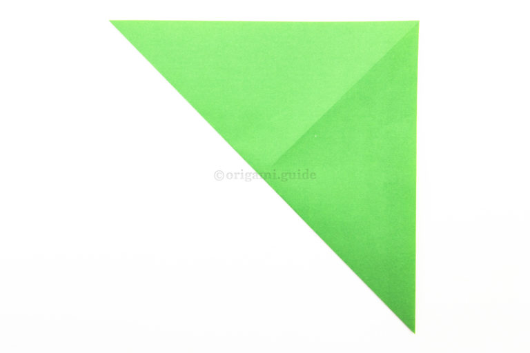 5. Next, fold the bottom left corner diagonally up to the top right corner.