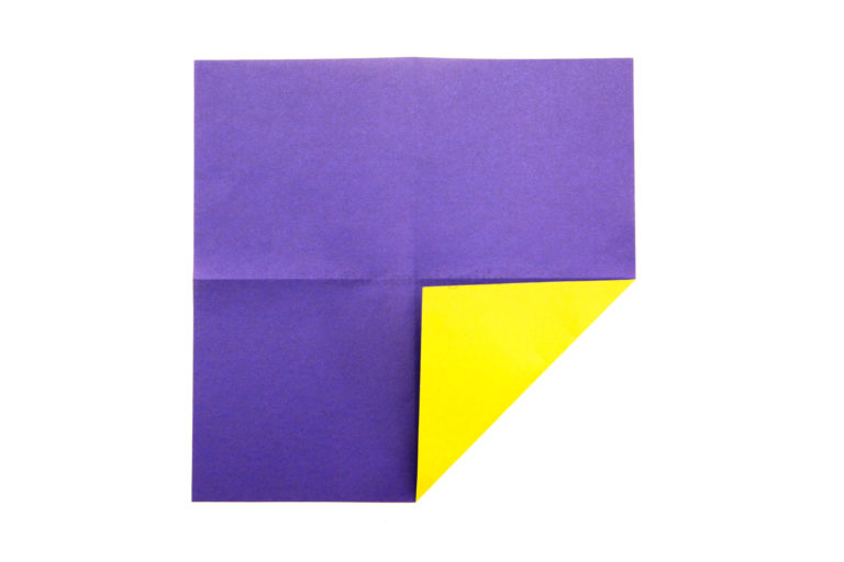 8. Fold one corner to meet the middle of the paper.