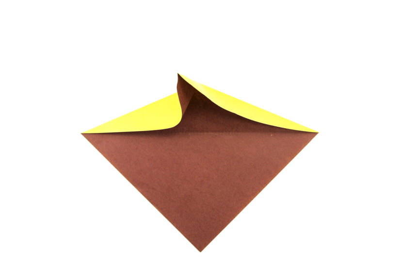 8. Create a new vertical valley fold at the top whilst pushing top left and right edges forward.