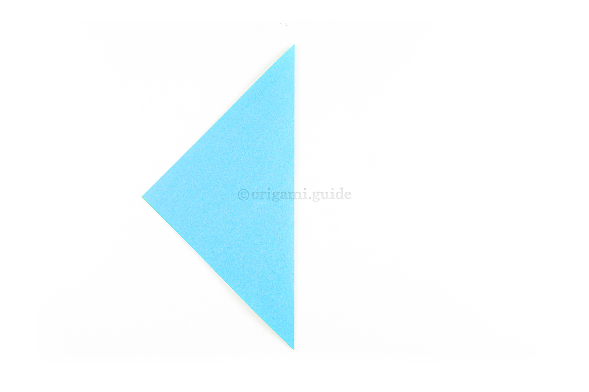 Starting with the paper rotated to a diamond, fold the right point over to the left point.