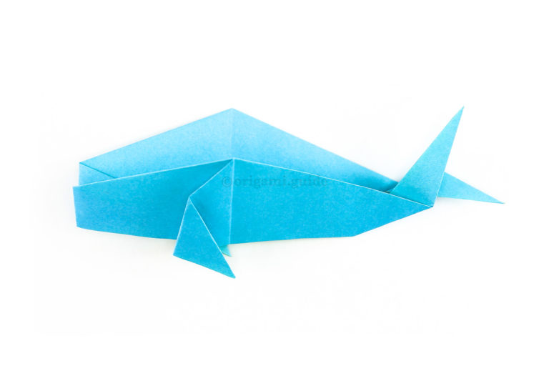 Now finally fold the whale back in half, now the tail is more like a dolphin or fish tail.