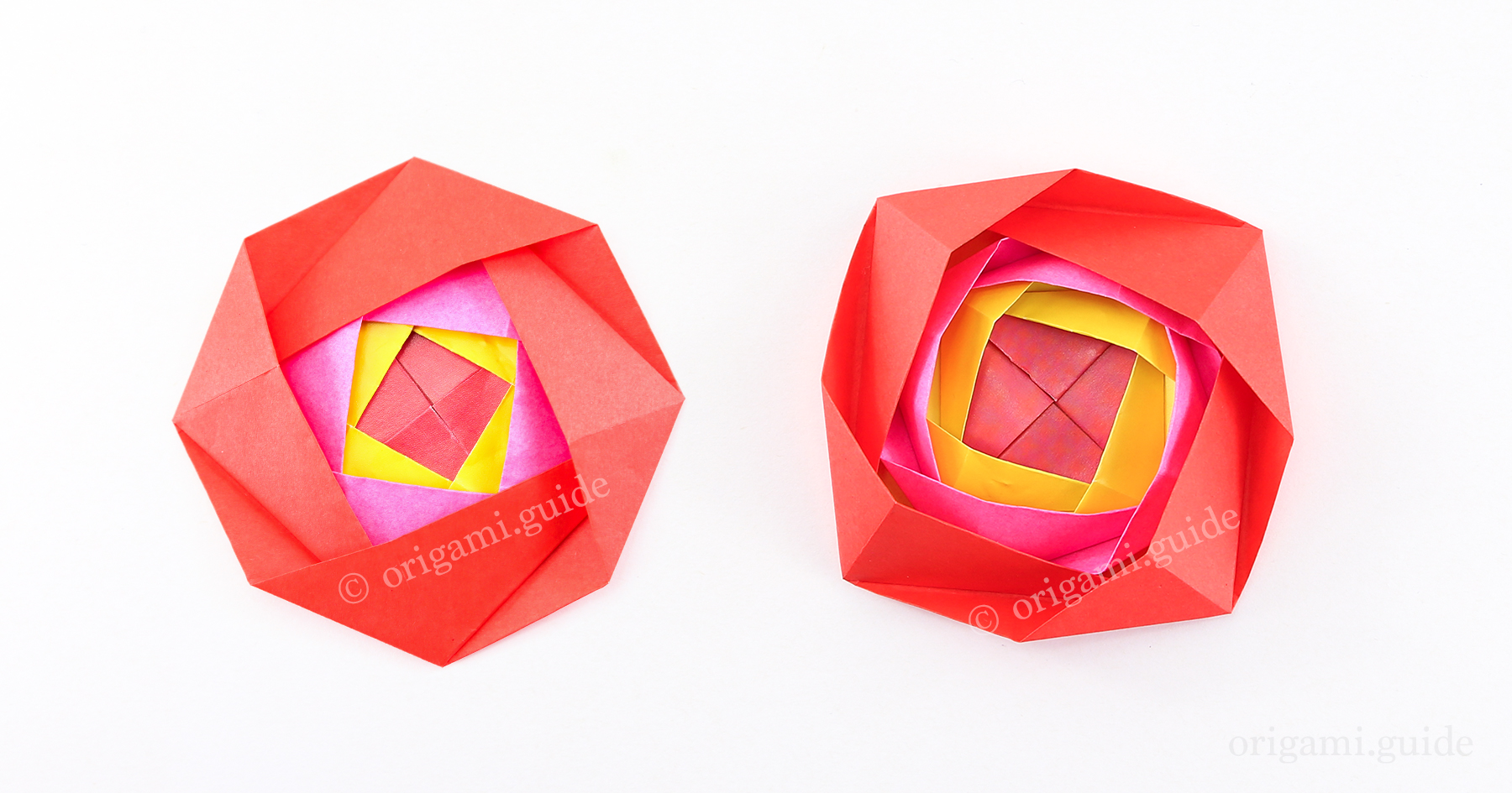 origami nested camellia flower tutorial 000