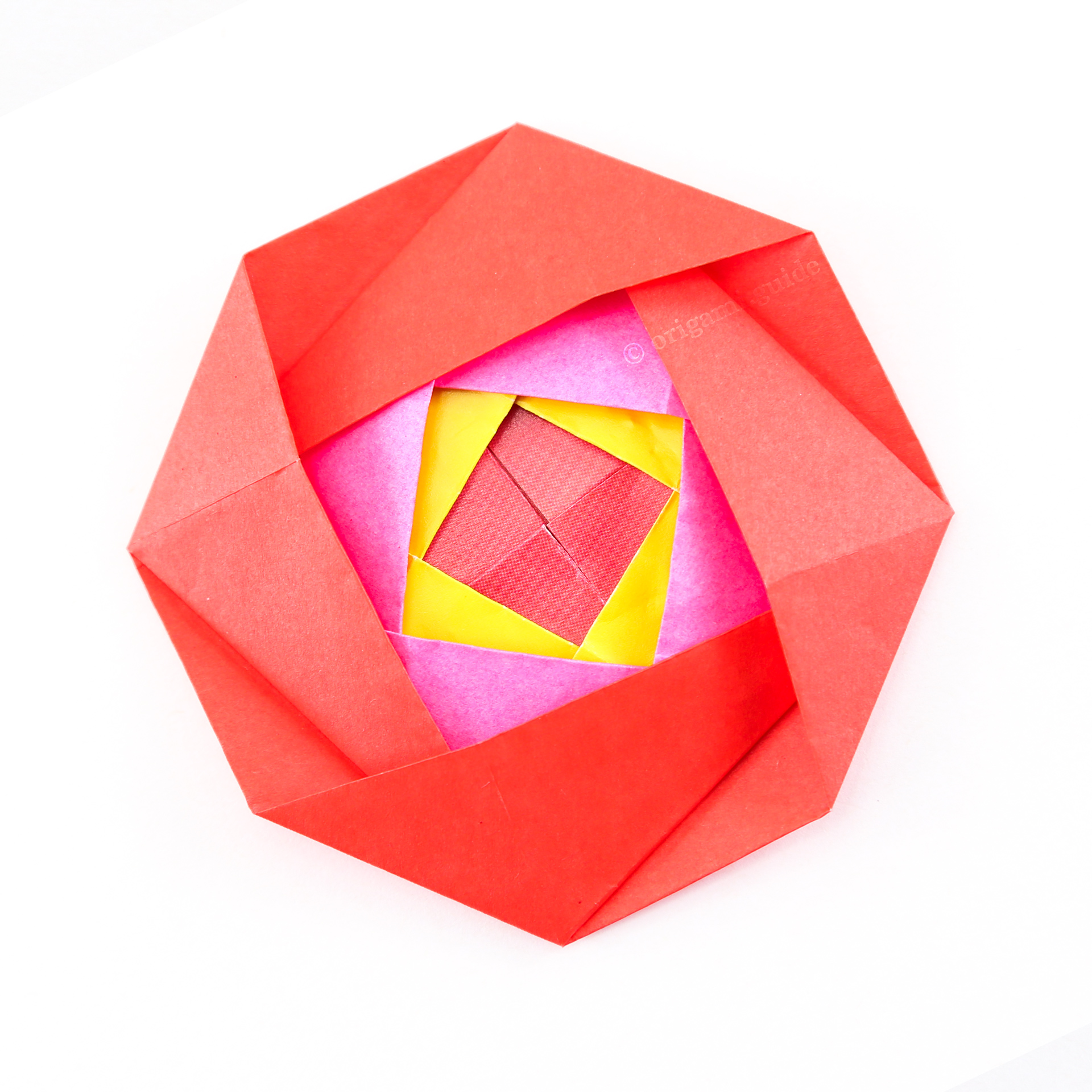 origami nested camellia flower tutorial 00b