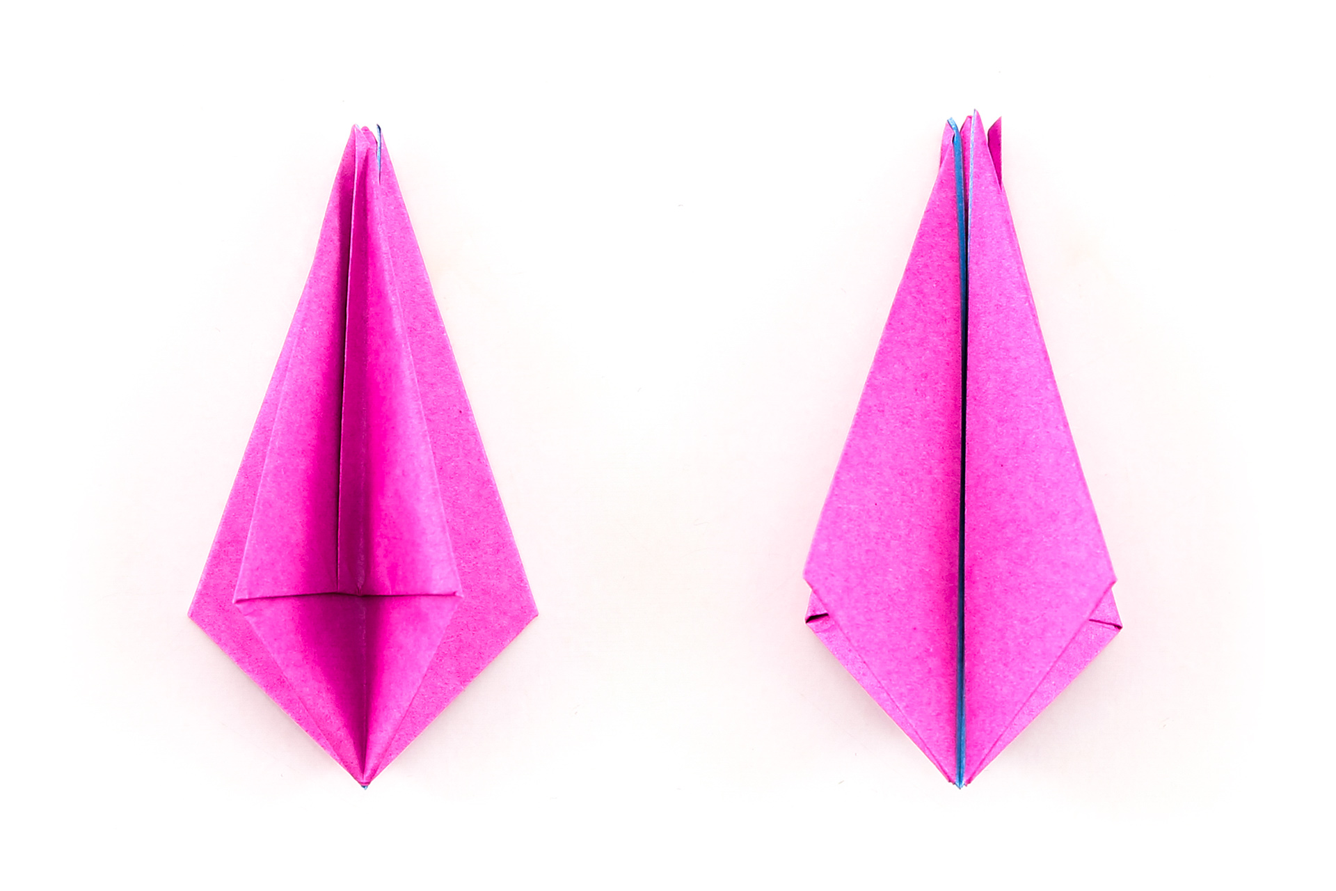 Pick up the model and fold the flaps together until you have a three dimensional diamond shape.