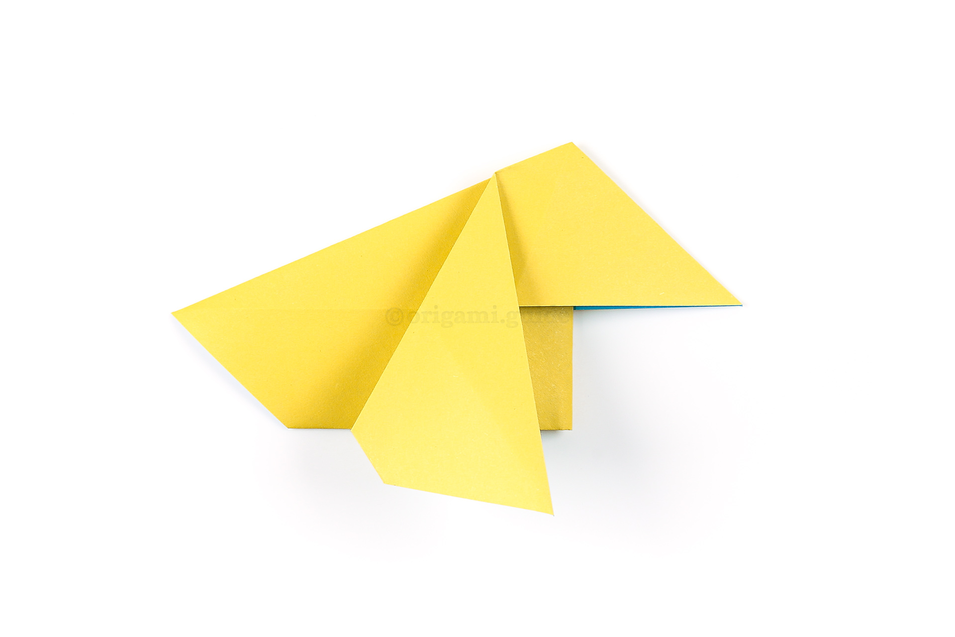 Create a "wing" by folding the top layer from the left diagonally down to the right.