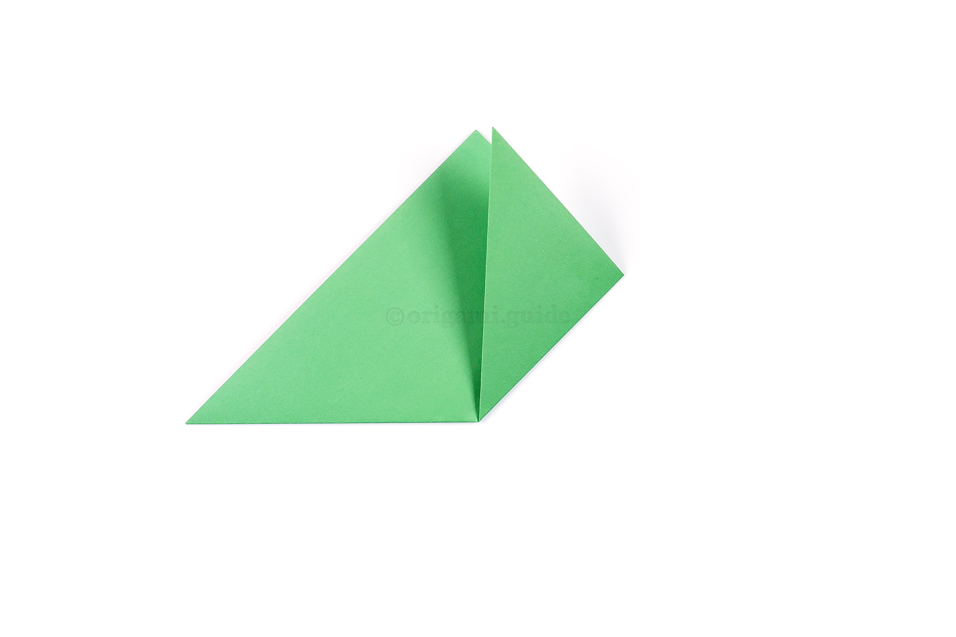 Next, fold the right point diagonally up to the top point.