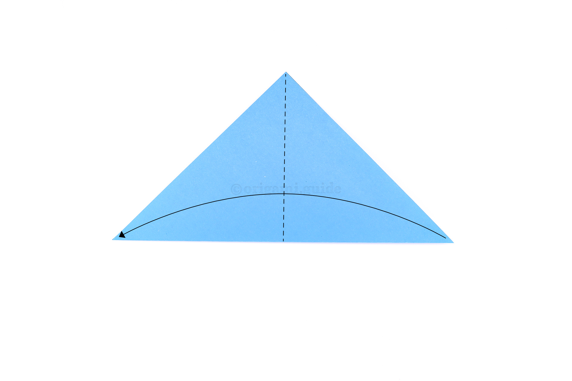 Fold the right point over to the left point.