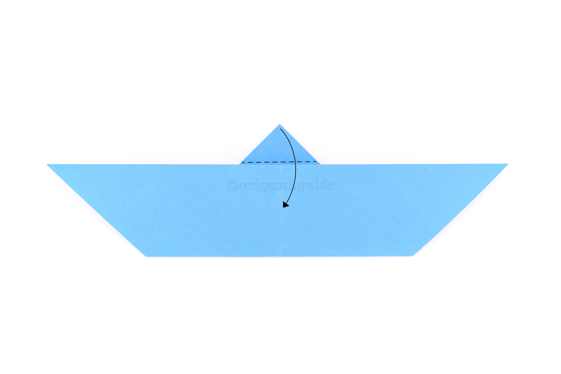 Fold the top point down over the top of the front flap.