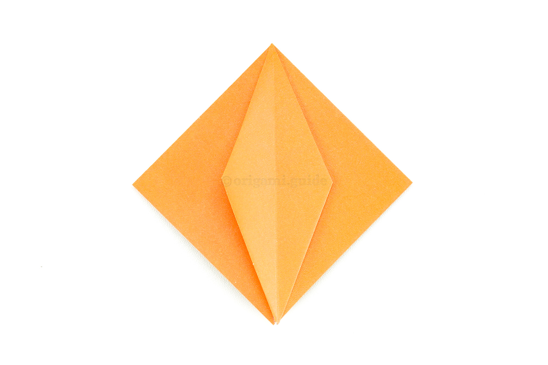 Fold the front-most flap over to the left, revealing a diamond shape.