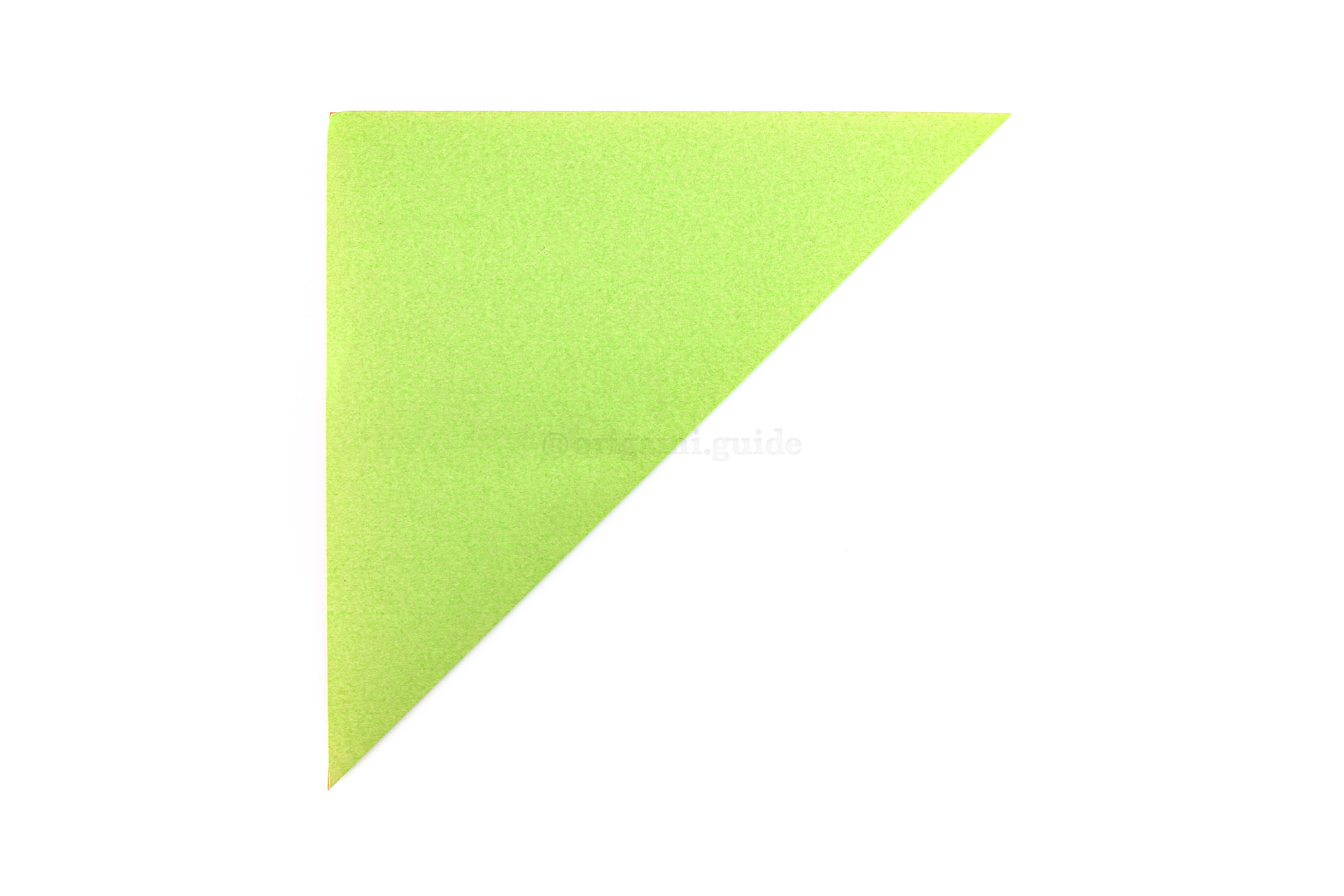Step 3 - Start by making an origami square base.
Fold the bottom right corner of the paper diagonally up to the top left corner.