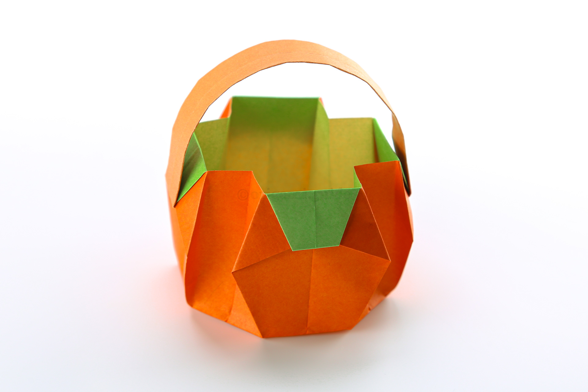 Step 44 - The origami pumpkin basket is complete.
