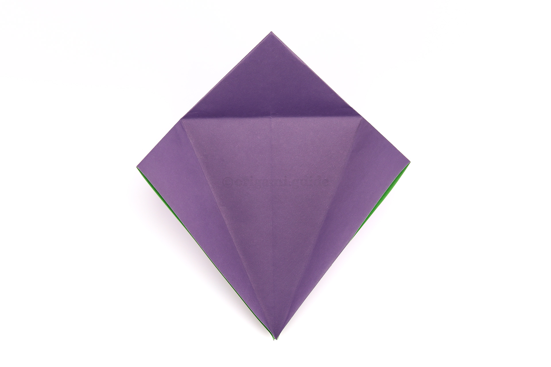 Unfold the top point back up and unfold the left and right flaps.
