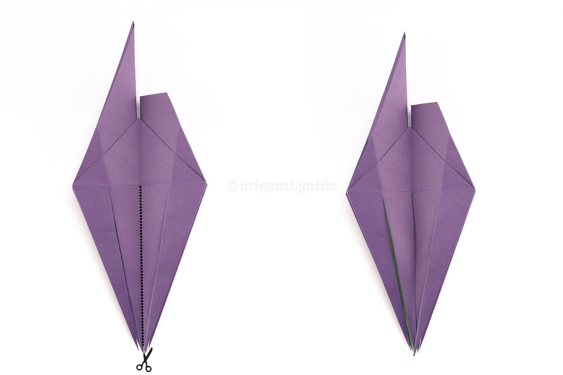 Flip the model over to the other side, and carefully cut along the line indicated on this side.
