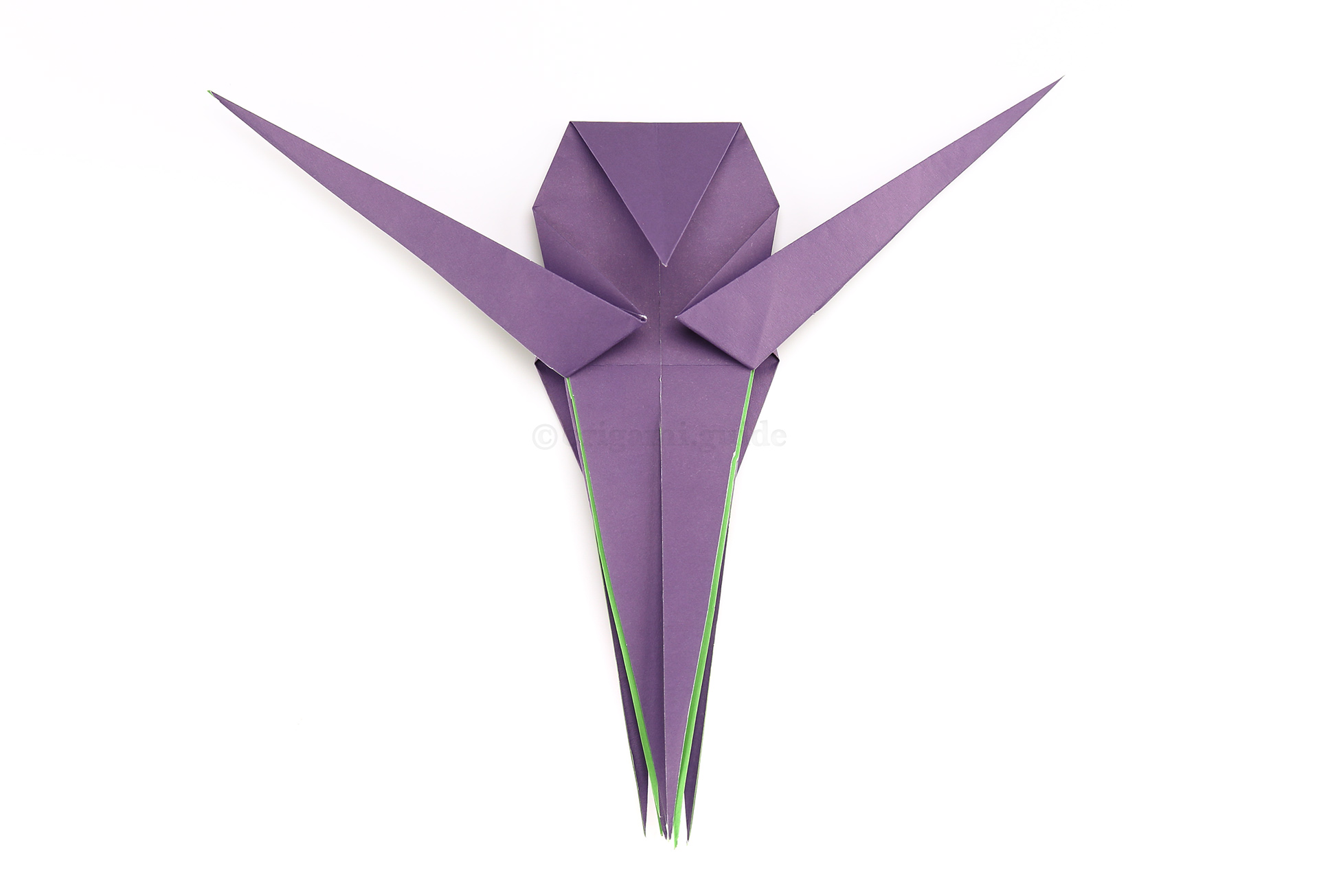 Repeat the same on the left side. To make the origami spider more realistic, you can make the legs different on the left and right sides.