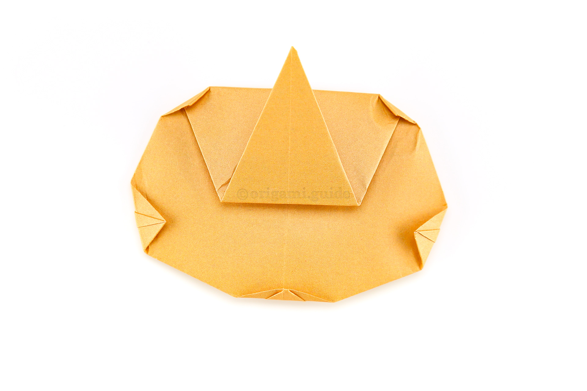 Step 23 - Make small folds to give the pumpkin and more round look.